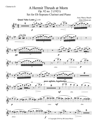 Amy Beach - Hermit Thrush at Morn set for E-Flat Clarinet and Piano (arr. John Gibson)