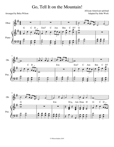 Go Tell It on the Mountain!--oboe solo (arr. Beka Wilson)
