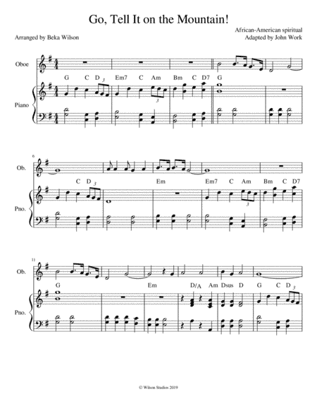 Go Tell It on the Mountain!--oboe solo (arr. Beka Wilson)