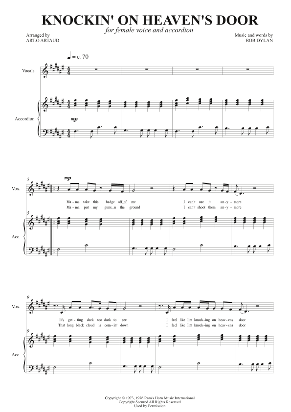 Knockin' On Heaven's Door (arr. Art.o Artaud)