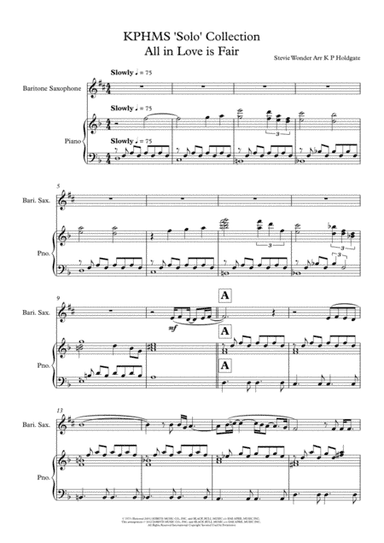 All In Love Is Fair (arr. Kevin P Holdgate)