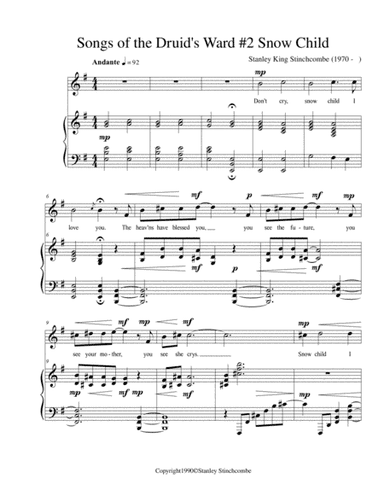 Songs of the Druid's Ward, No 2, Snow Child, Op 5, No 2.