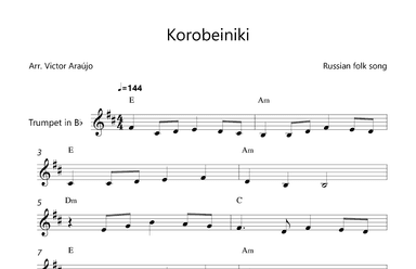 Korobeiniki  (from Tetris) - Trumpet Lead Sheet - Chord Symbols (arr. Victor Araújo)