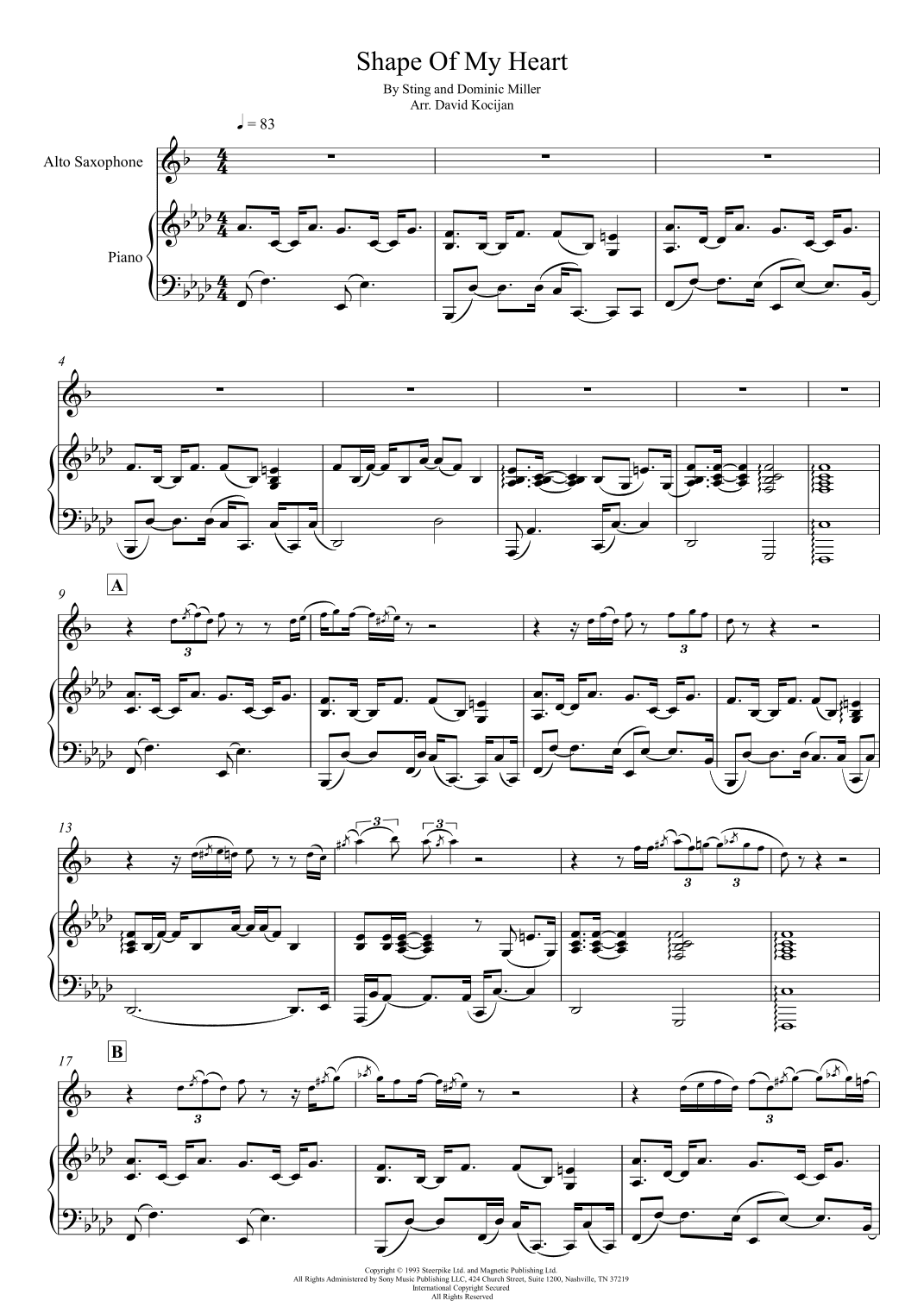 Shape Of My Heart (arr. David Kocijan)