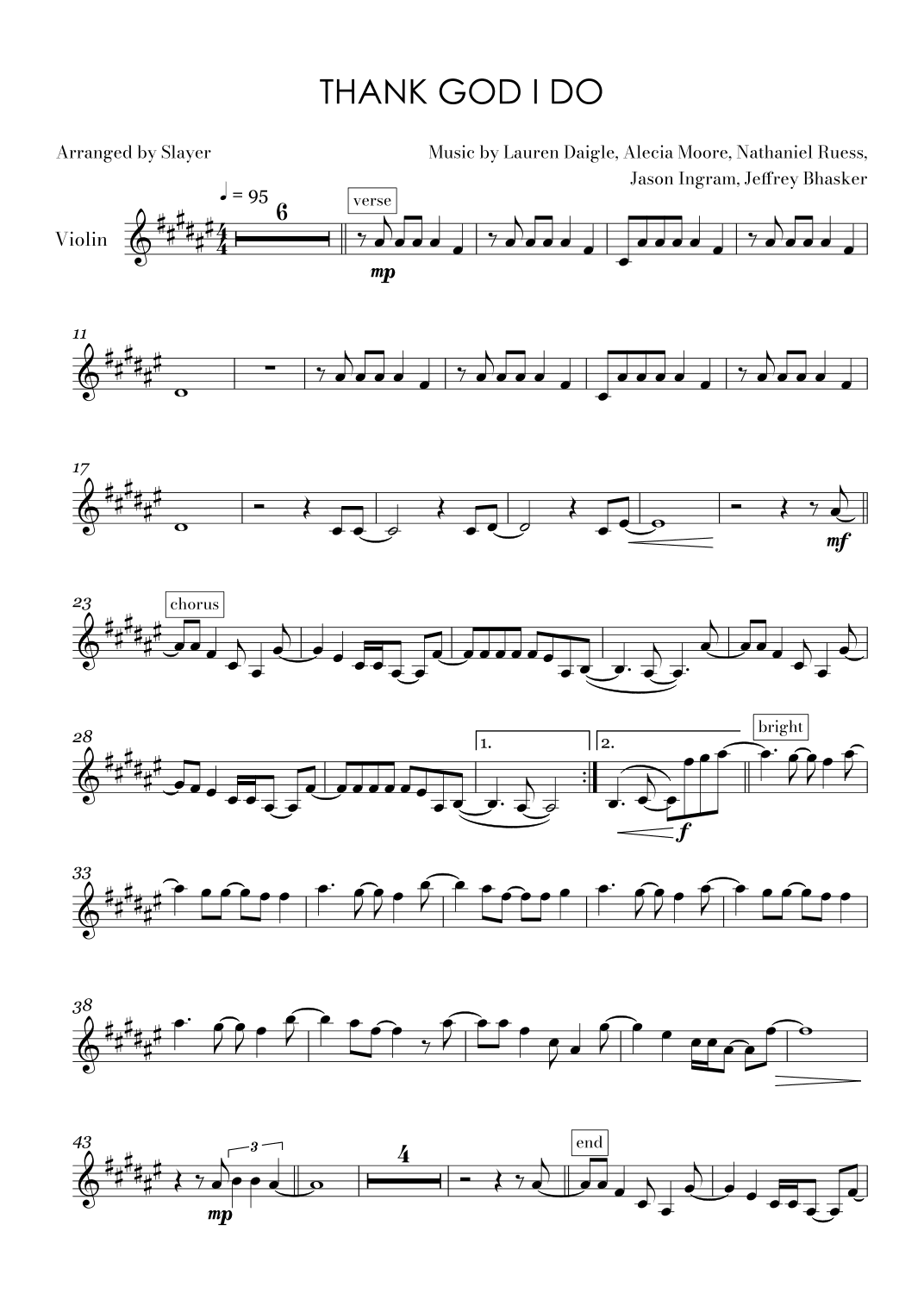 Thank God I Do (arr. Slayer)