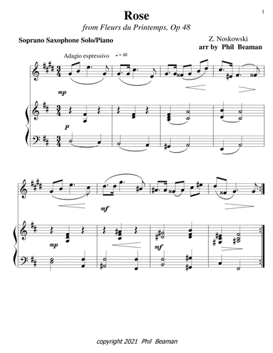 Rose-Noskowski-Soprano Saxophone-Piano (arr. Phil Beaman)