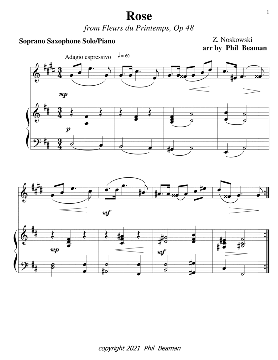 Rose-Noskowski-Soprano Saxophone-Piano (arr. Phil Beaman)