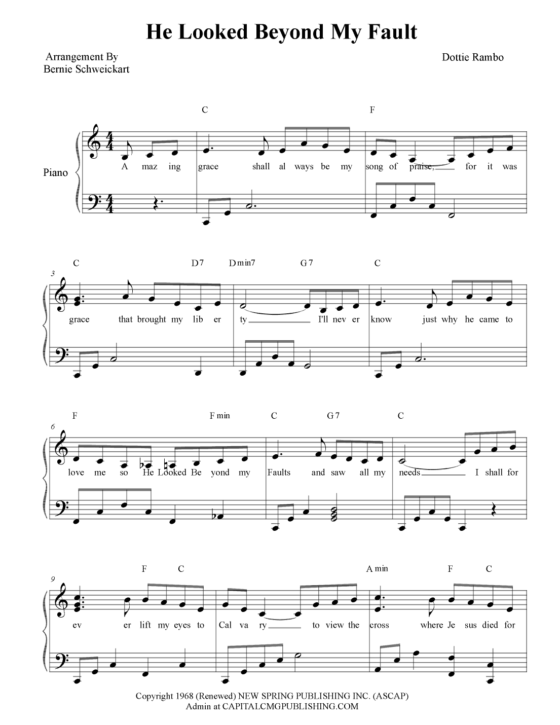 He Looked Beyond My Fault And Saw My Need (arr. Bernie Schweickart)