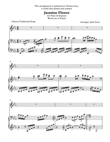 Jasmine Flowers for High Voice (arr. julia tsien)