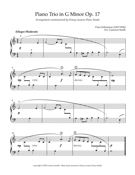 Piano Trio in G Minor - Level 2 piano arrangement (arr. Cameron Smith)