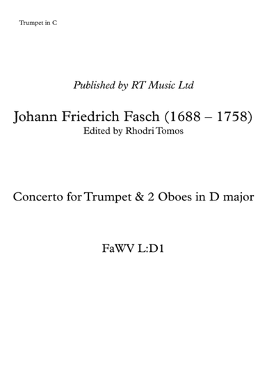 Fasch Trumpet Concerto in D - solo parts (arr. Rhodri Tomos)