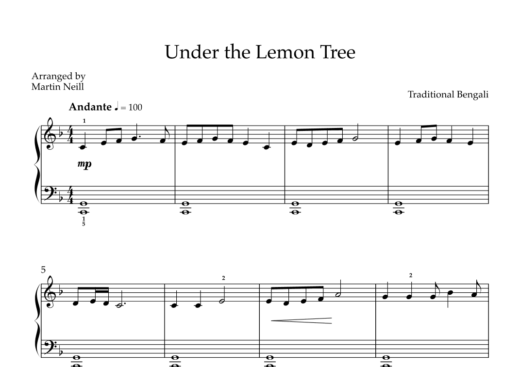 Under the Lemon Tree (arr. Martin Neill)