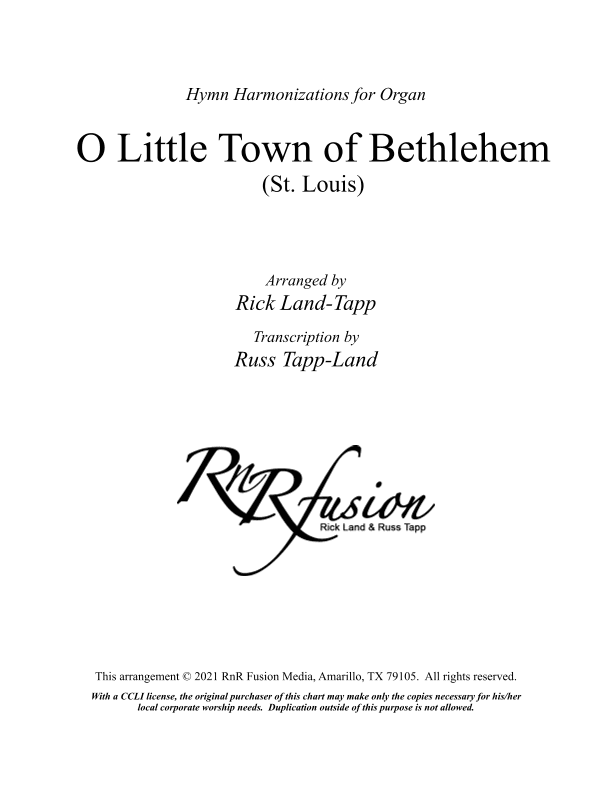 O Little Town of Bethlehem - Christmas Hymn Harmonization for Organ (arr. Rick Land)
