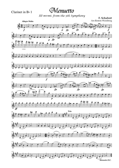 Menuetto from Symphony No.5 (Clarinet Quintet) (arr. Rotem Weinberg)