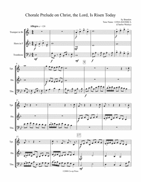 Chorale Prelude on Christ The Lord Is Risen Today for Brass Trio