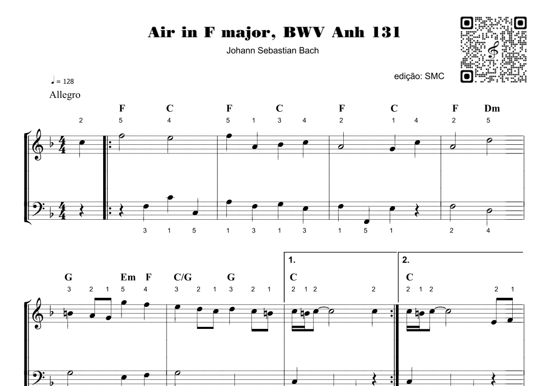 Air in F major, BWV Anh 131 (arr. Piano)