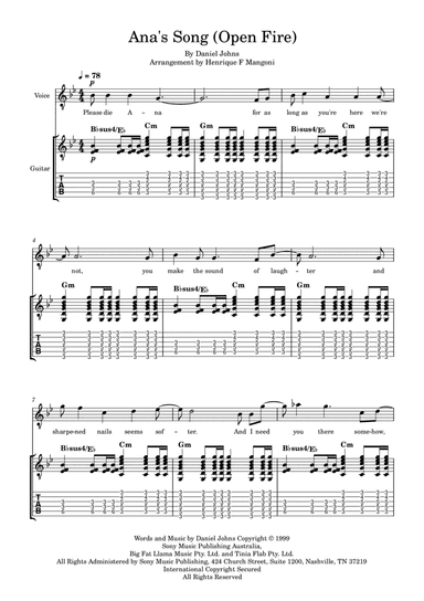 Ana's Song (open Fire) (arr. Henrique F Mangoni)