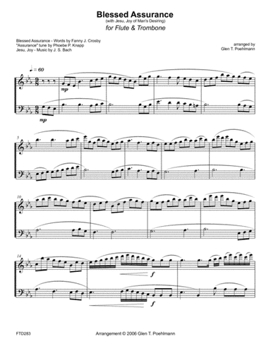 BLESSED ASSURANCE/JESU JOY OF MAN'S DESIRING - Flute & Trombone (unaccompanied) (arr. Glen Poehlmann)