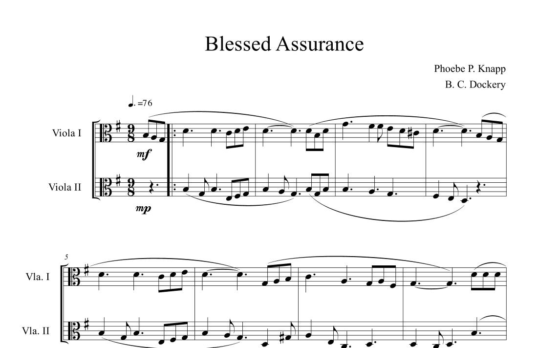 Blessed Assurance (Viola Duet) (arr. B. C. Dockery)