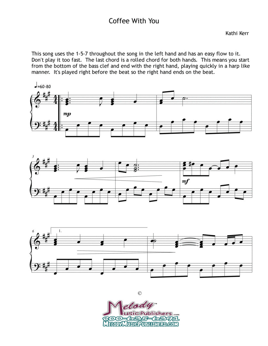 Piano solo late intermediate - "Coffee With You"