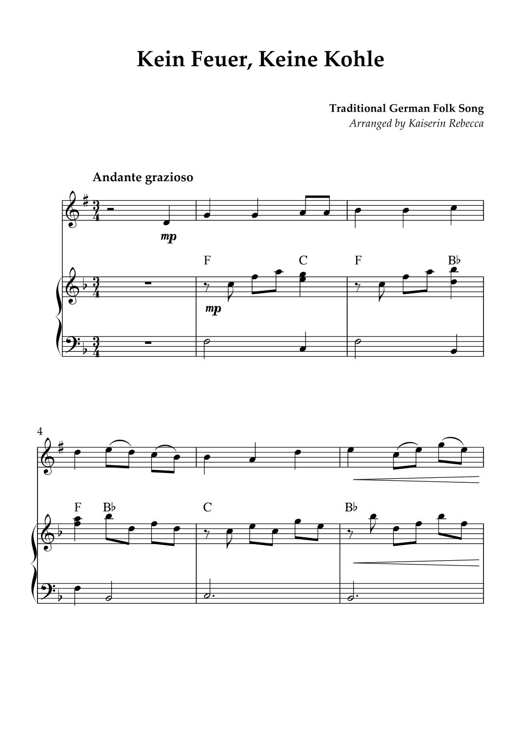 Kein Feuer, Keine Kohle (arr. Kaiserin Rebecca)