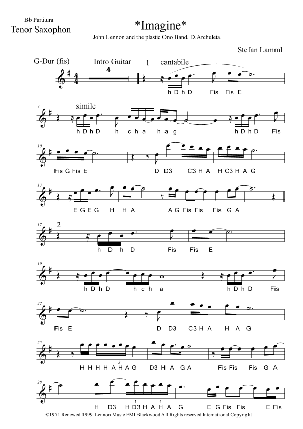 Imagine (arr. Stefan Lamml)