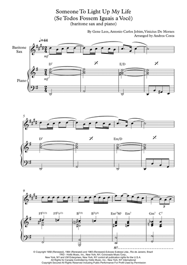 Someone To Light Up My Life (se Todos Fossem Iguais A Voce) (arr. Andrea Costa)