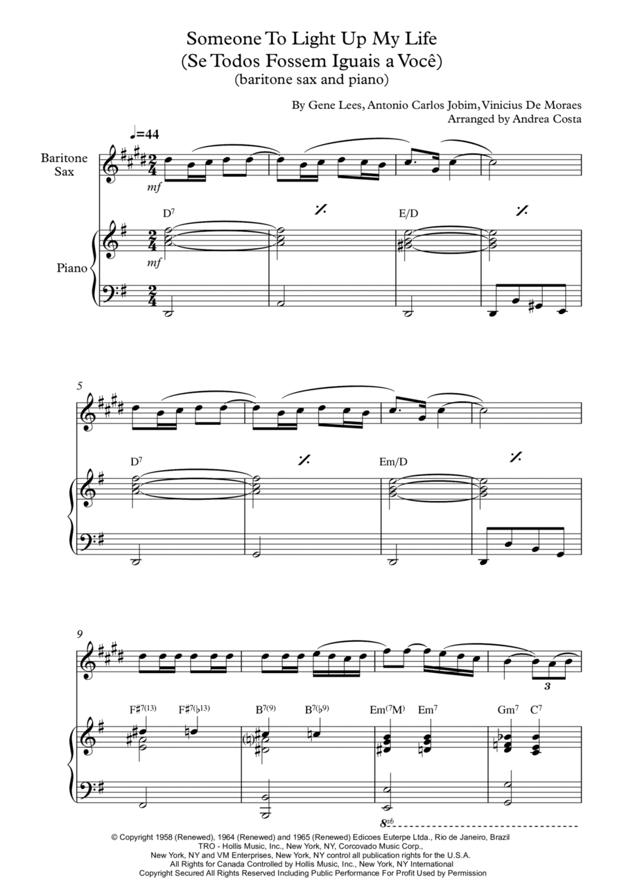 Someone To Light Up My Life (se Todos Fossem Iguais A Voce) (arr. Andrea Costa)