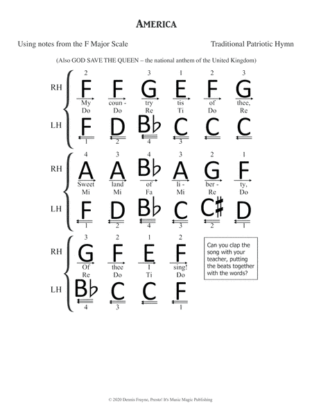America (My Country Tis of Thee) (big letter notation) (arr. Dennis Frayne)