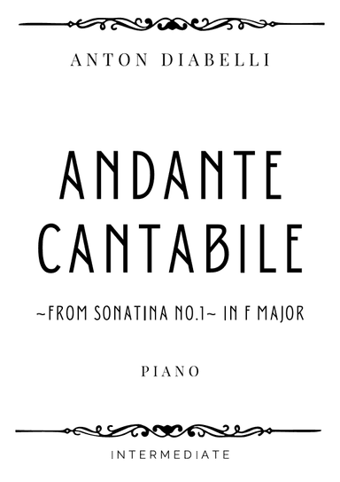 Diabelli - Sonatina No. 1 (Andante Cantabile) in F Major - Intermediate (arr. Piacere Music Sheets)