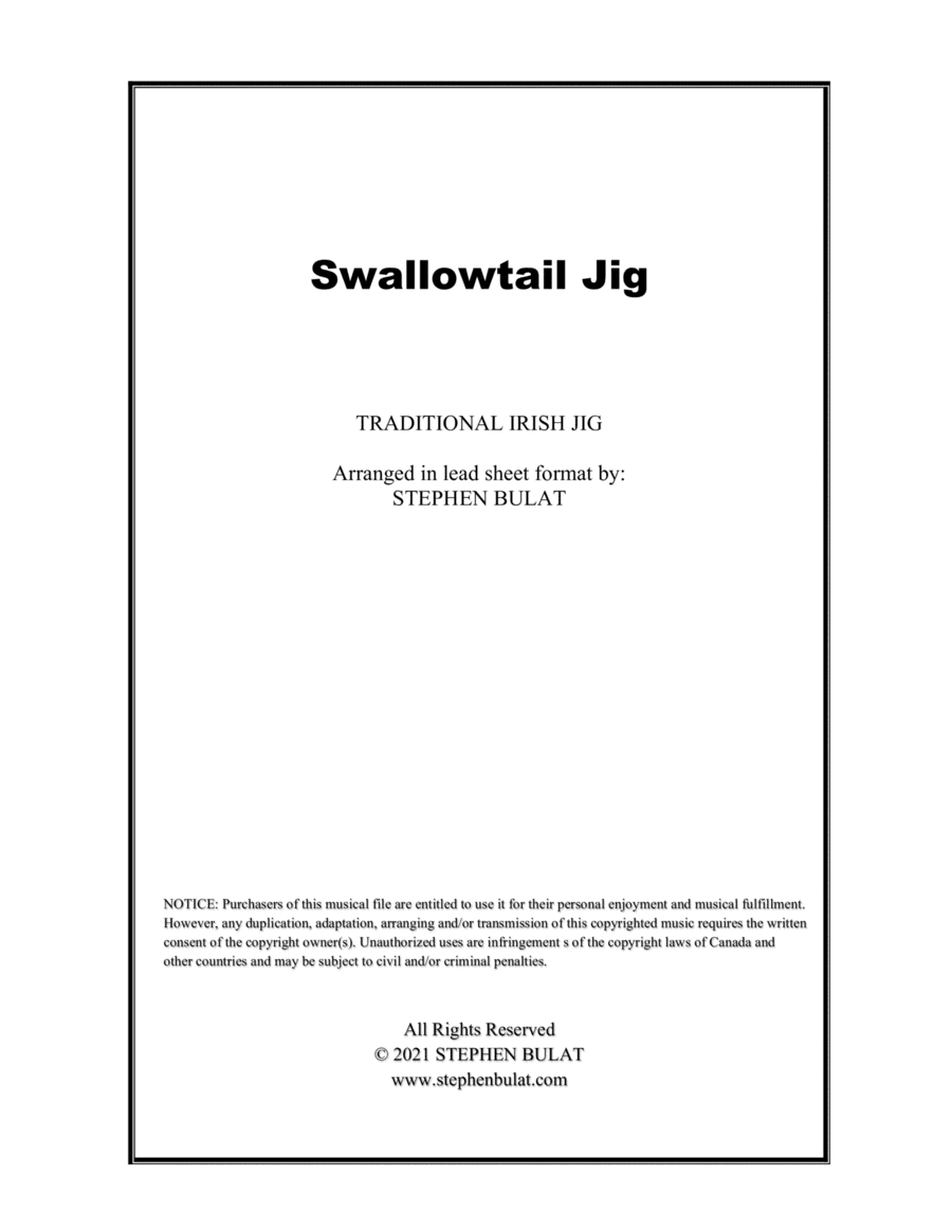 Swallowtail Jig (Irish Traditional) - Lead sheet (key of Gm) (arr. Stephen Bulat)