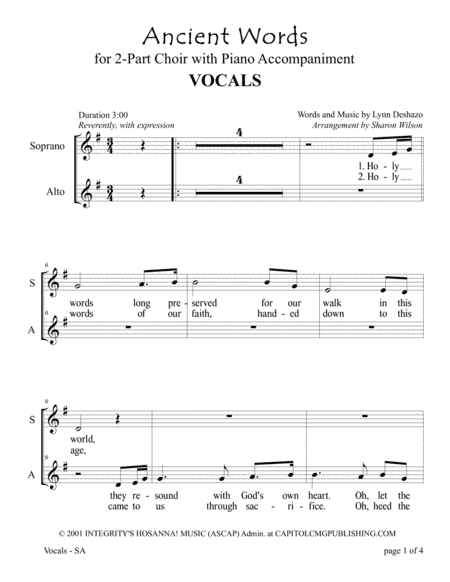 Ancient Words (arr. Sharon Wilson)