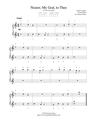 Nearer, My God, to Thee - for very easy piano (arr. Samuel Stokes)