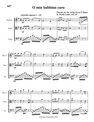 O mio babbino caro (from La Boheme) (arr. Wendy Loder, ASCAP)
