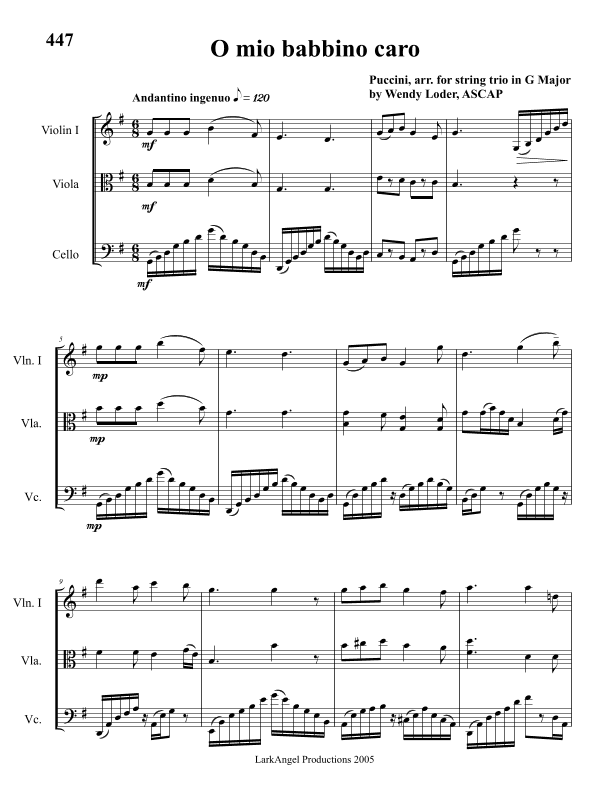 O mio babbino caro (from La Boheme) (arr. Wendy Loder, ASCAP)
