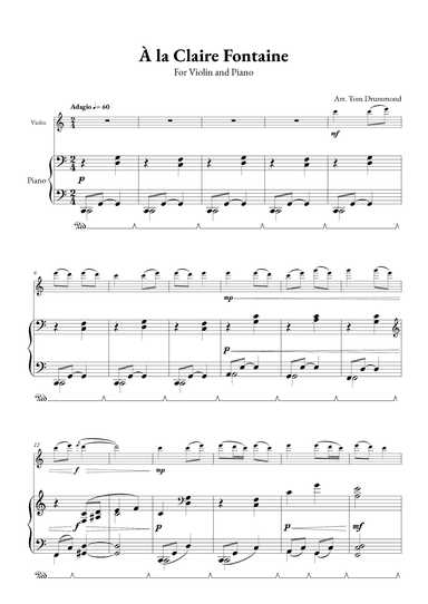 À la Claire Fontaine (arr. Tom Drummond)