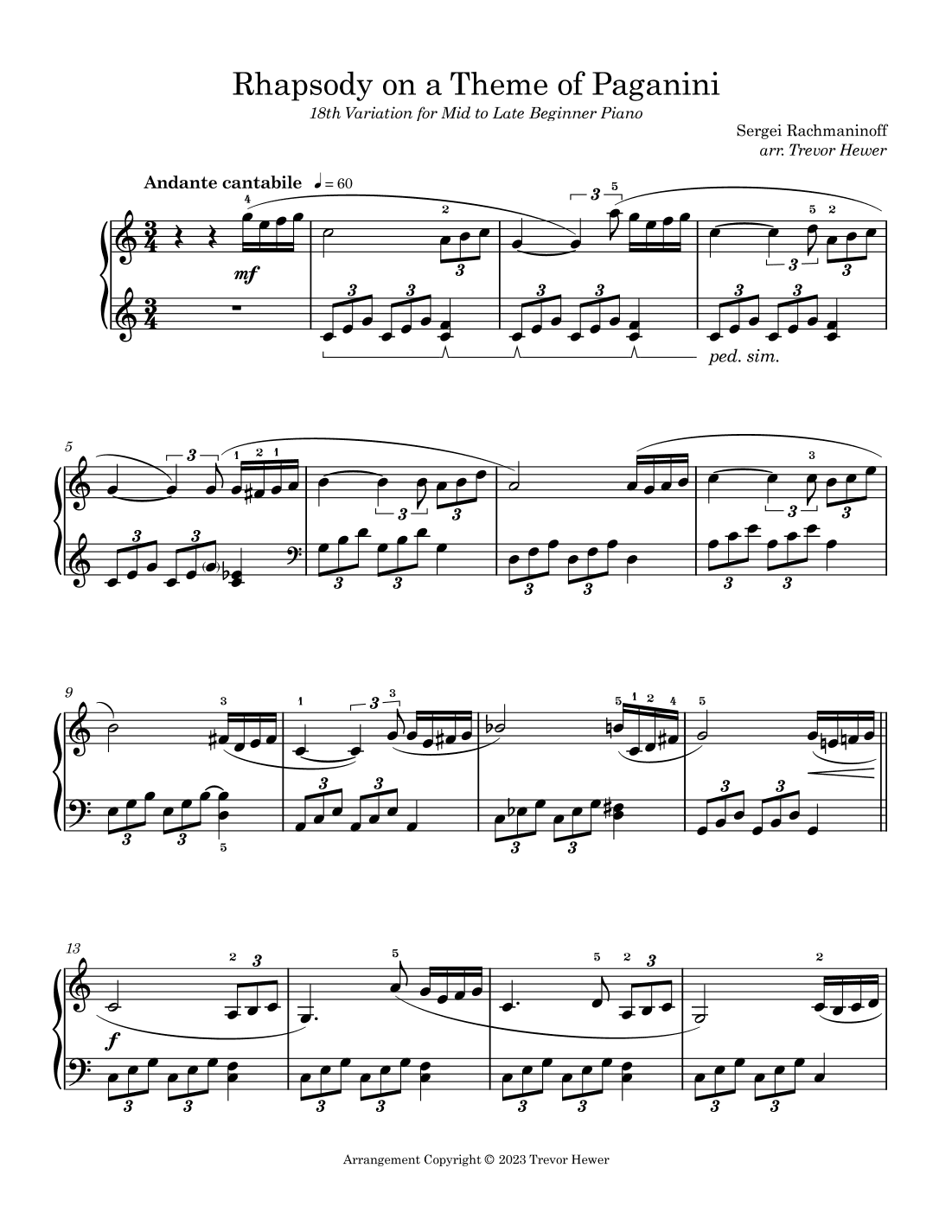 Variation 18 (From “Rhapsody on a Theme of Paganini”) (arr. Trevor Hewer)