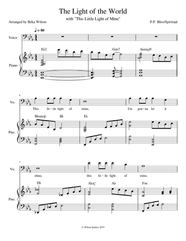 The Light of the World is Jesus/This Little Light of Mine--vocal solo (bass clef) (arr. Beka Wilson)