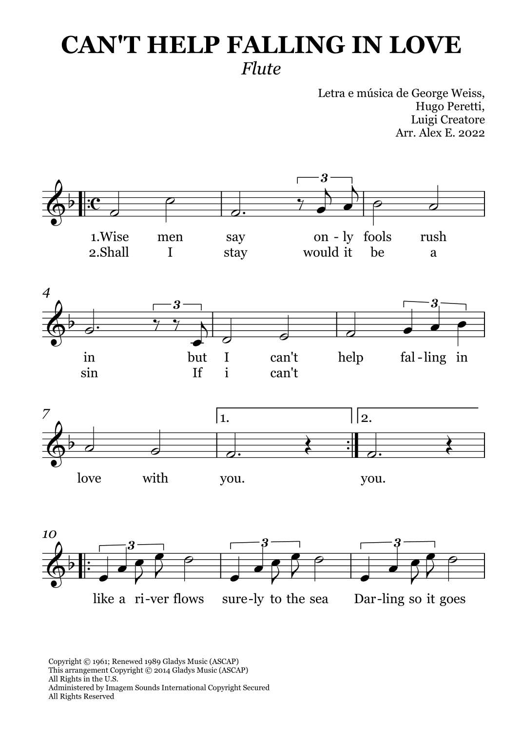 Can't Help Falling In Love (arr. Alex E.)