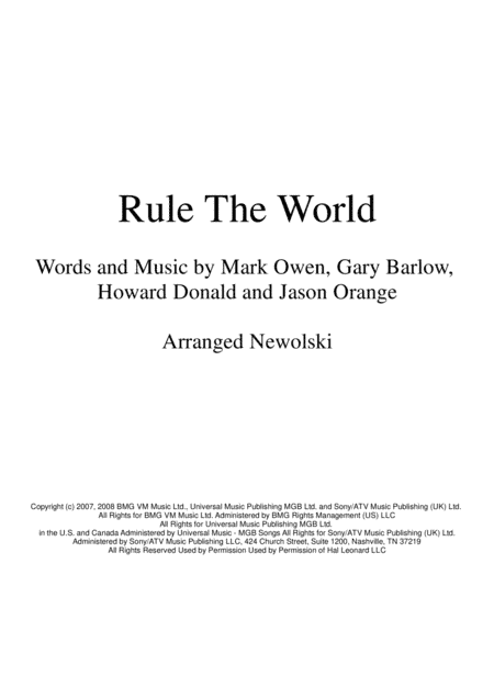 Rule The World (arr. Newolski)