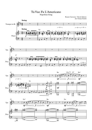 Tu Vuo Fa L'americano (arr. Tomaz Nedoh)