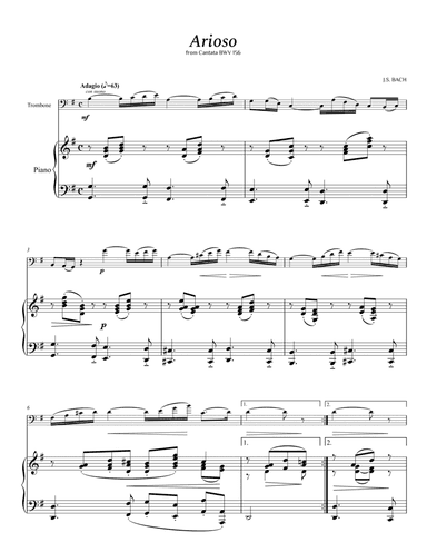 Bach - Arioso (from Cantata BWV 156) for Trombone and Piano (arr. Cássio Silva Chaves)