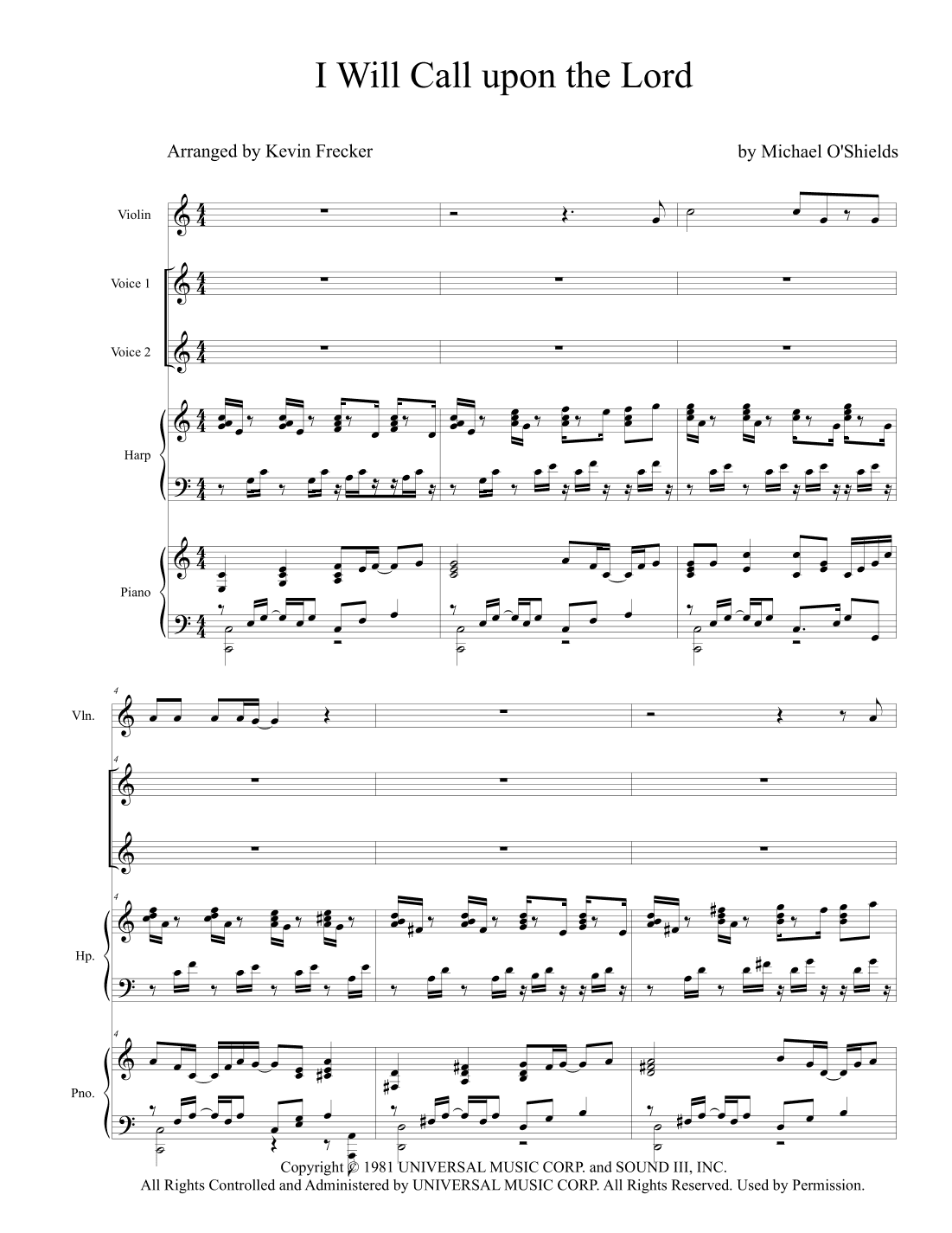 I Will Call Upon The Lord (arr. Kevin Frecker)