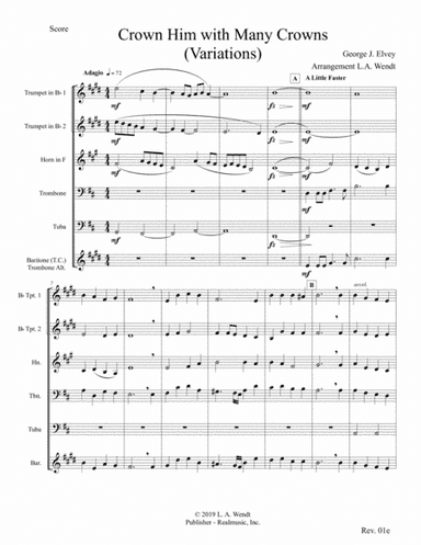 Crown Him with Many Crowns for Brass Quintet (arr. L. A. Wendt)