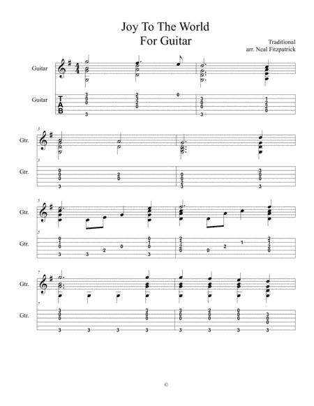 Joy To The World For Guitar (arr. Neal Fitzpatrick)