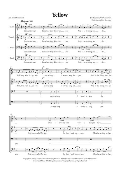 Yellow (arr. Tom Drummond)