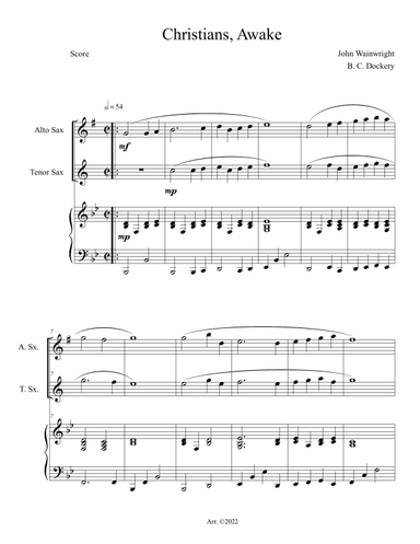 Christians Awake (Alto and Tenor Sax Duet with Piano Accompaniment) (arr. B. C. Dockery)