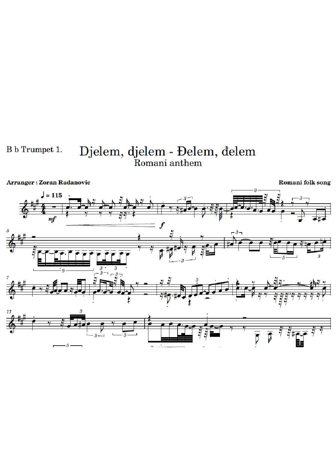 Djelem djelem - Ðelem, delem - for brass quintet (arr. Zoran Radanovic)