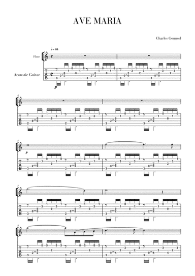 Ave Maria for Guitar (tab) and Flute (arr. Cadenza Editions)