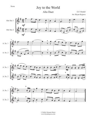 Joy to the World - Alto Sax Duet (arr. Bryan Kujawa)